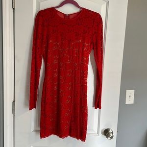 Express Red Floral Lace Dress